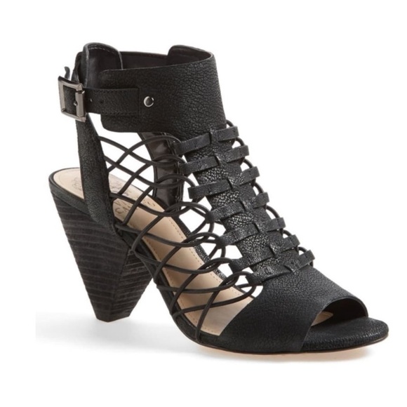 Vince Camuto Black Evel Caged Open Toe Sandal - Picture 1 of 5